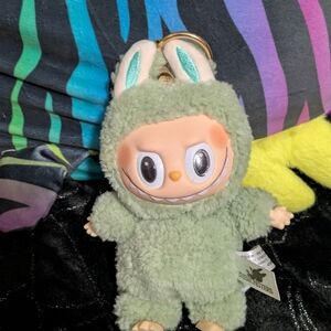 Fuzzy Green Monster Plush Keychain